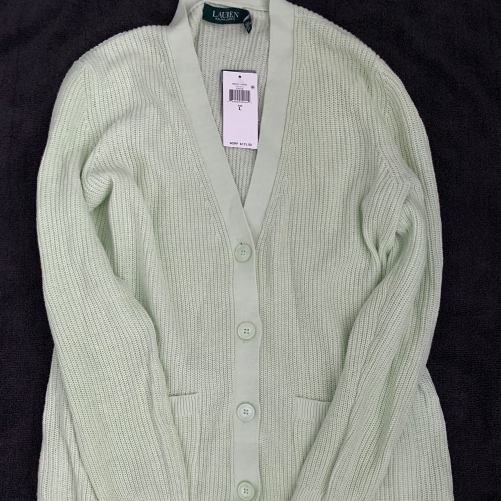 lime green cardigan from Ralph Lauren